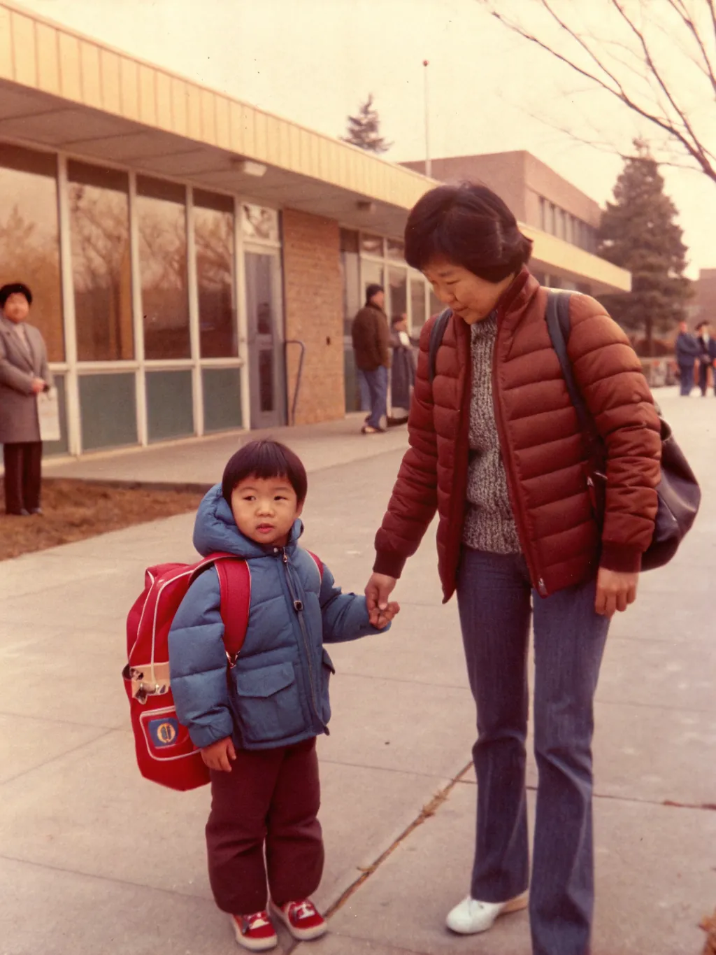 Your first day. You would not let go of my hand.